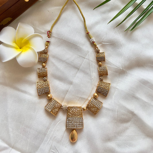 Gold Replica AD Short Necklace