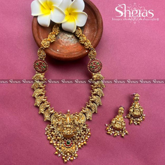 Antique Temple Jewellery Set with Goddess Lakshmi Pendant