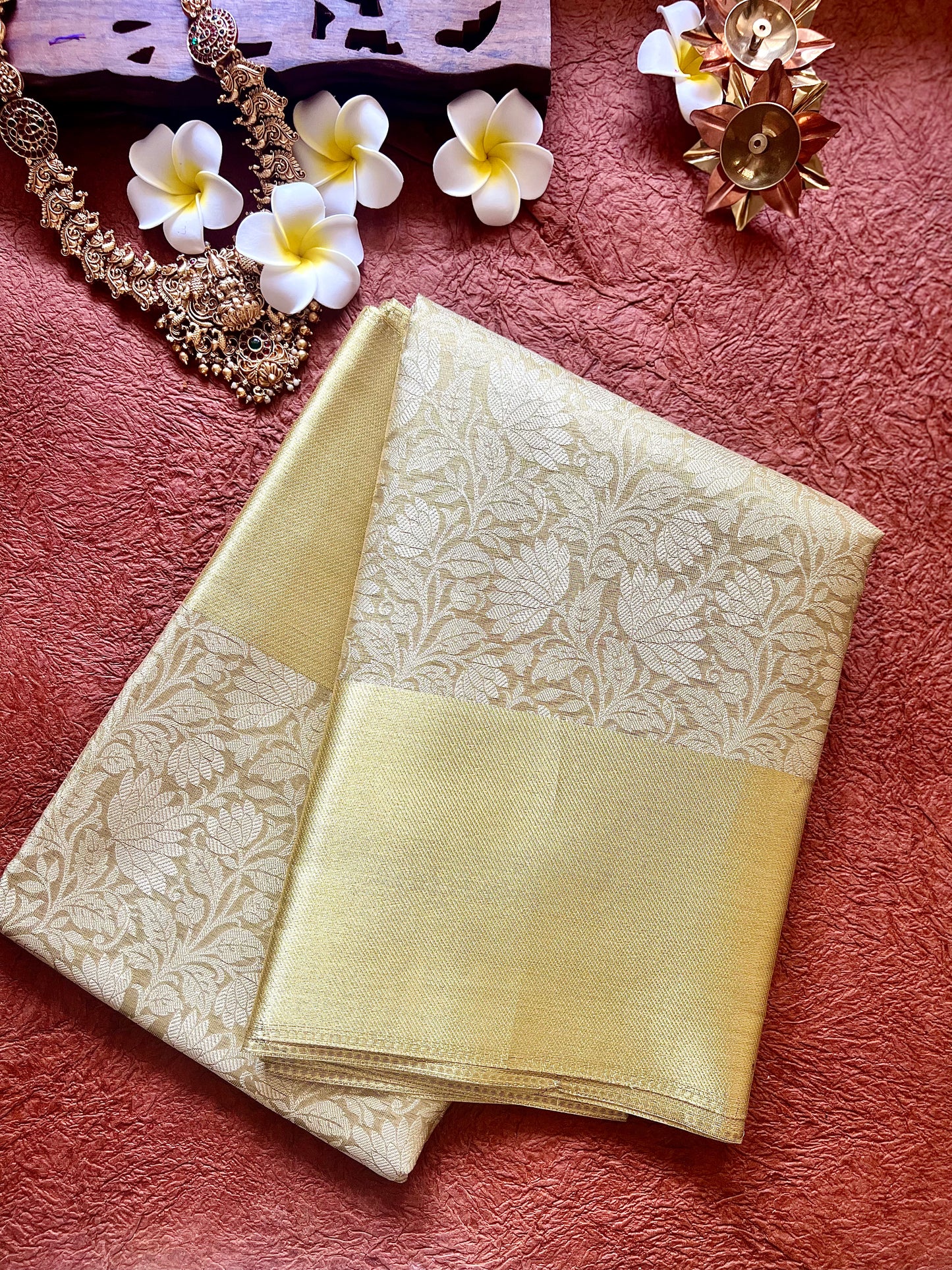 Nita Ambani-Inspired Elegant Gold Brocade Silk Saree