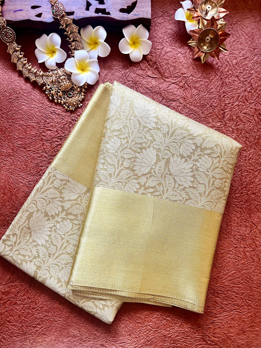 Nita Ambani-Inspired Elegant Gold Brocade Silk Saree