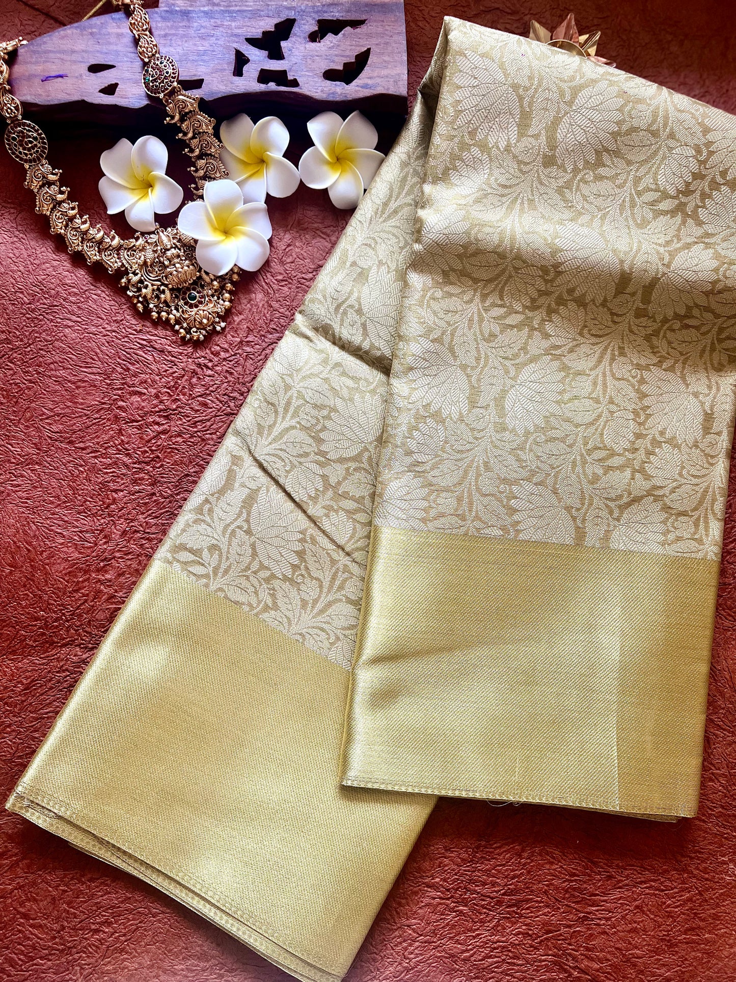 Nita Ambani-Inspired Elegant Gold Brocade Silk Saree