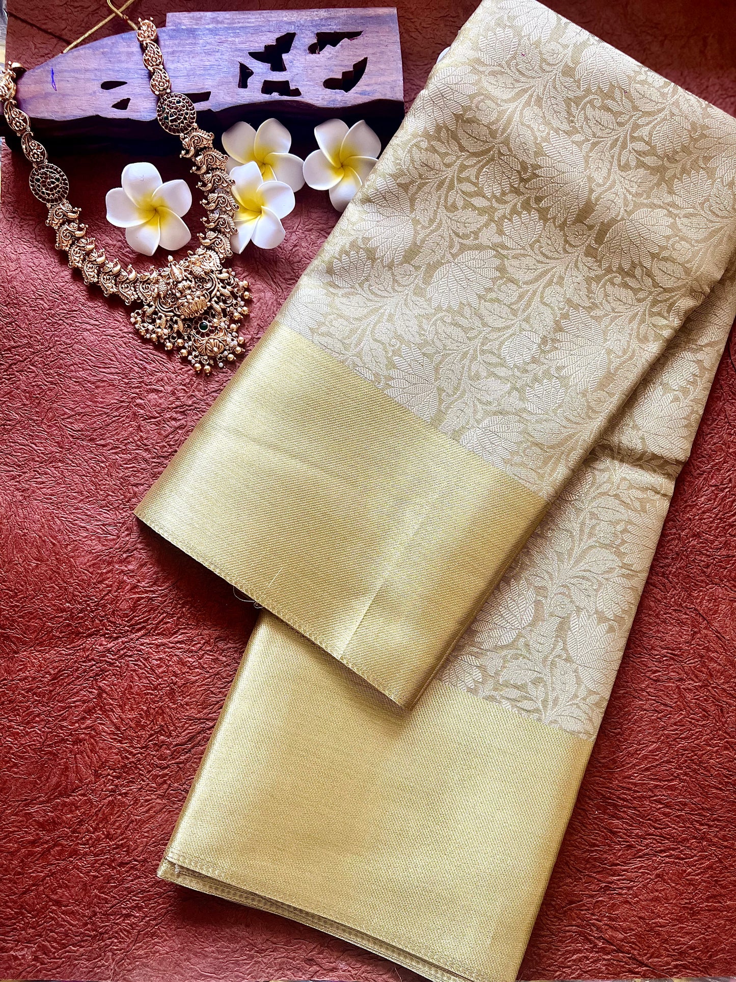 Nita Ambani-Inspired Elegant Gold Brocade Silk Saree