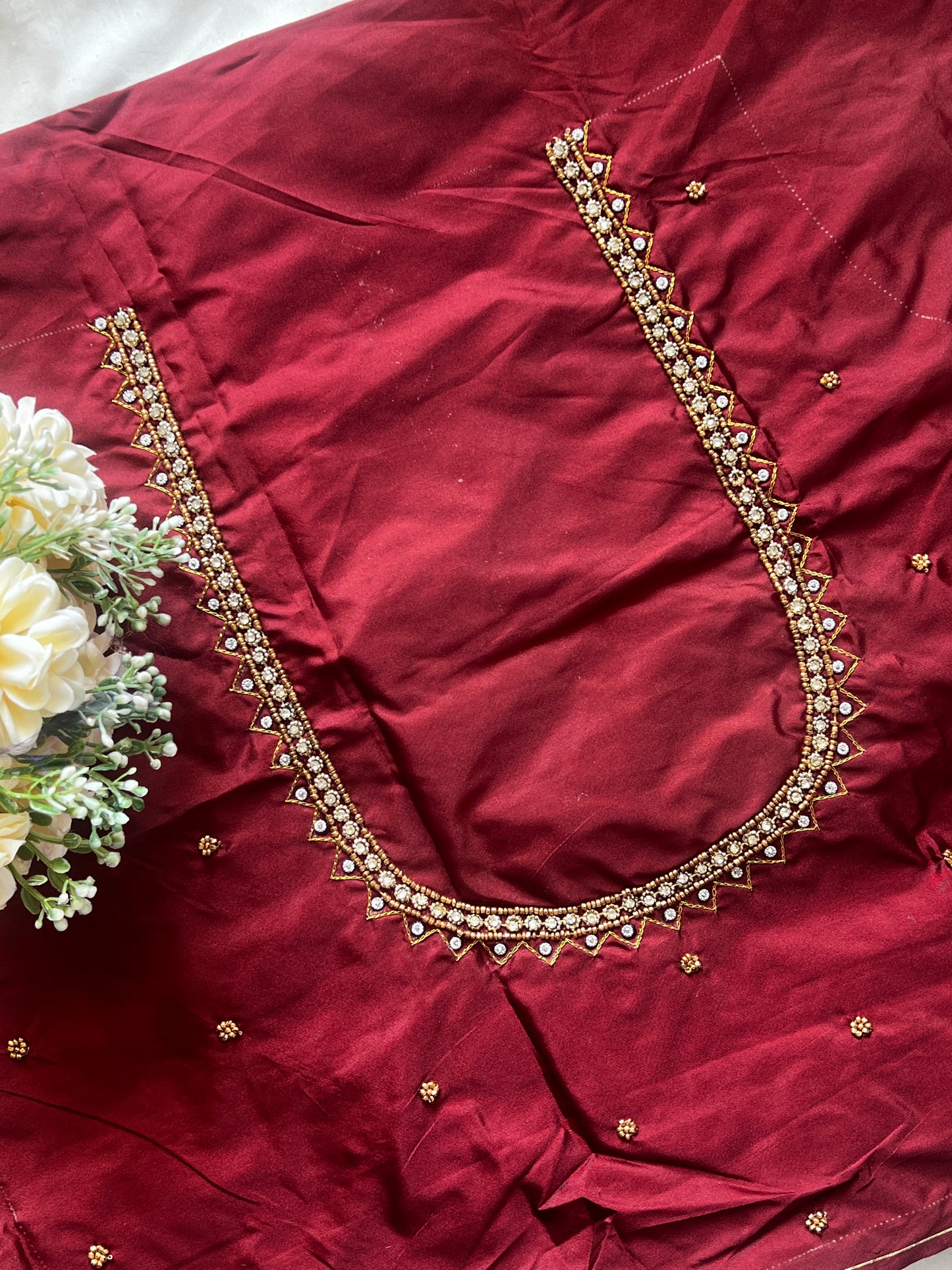 Maroon Magic – Aari Elegance Redefined