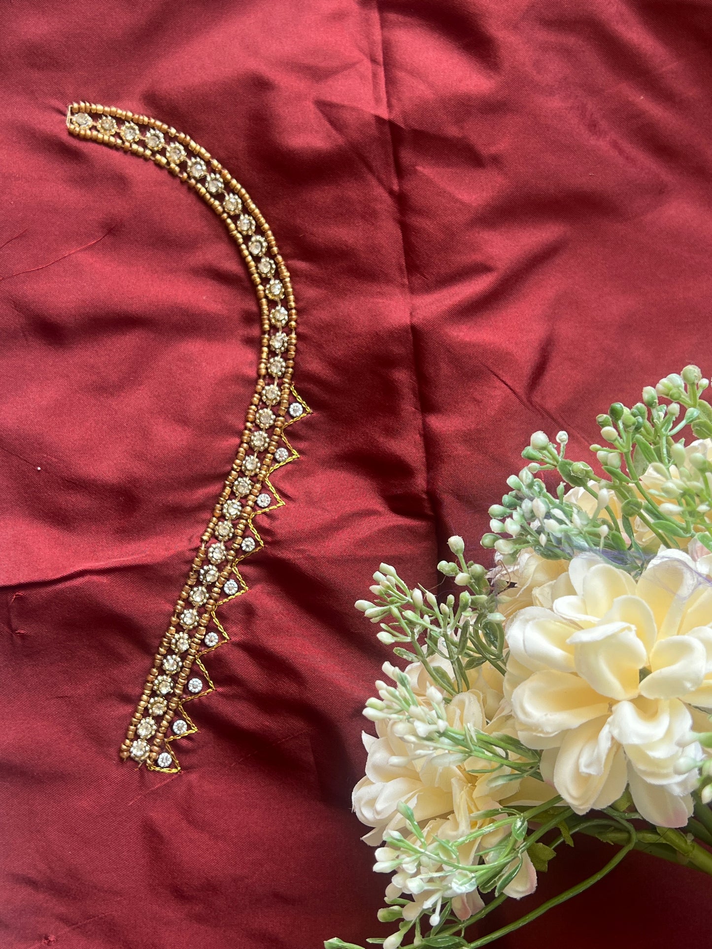 Maroon Magic – Aari Elegance Redefined