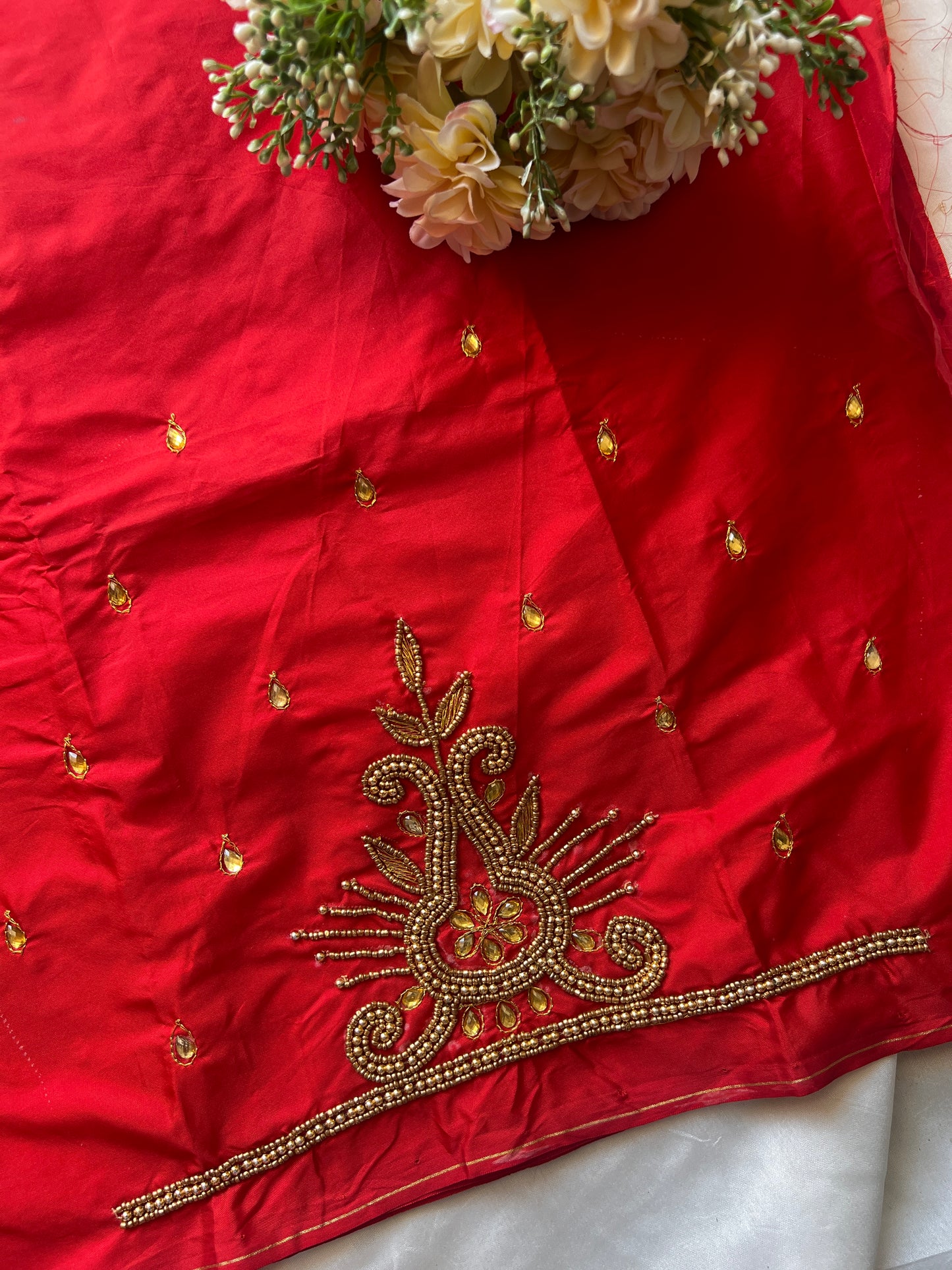 Bold Maroon Aari Work Blouse