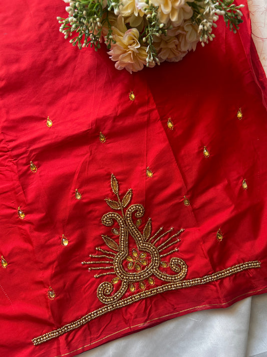 Bold Maroon Aari Work Blouse