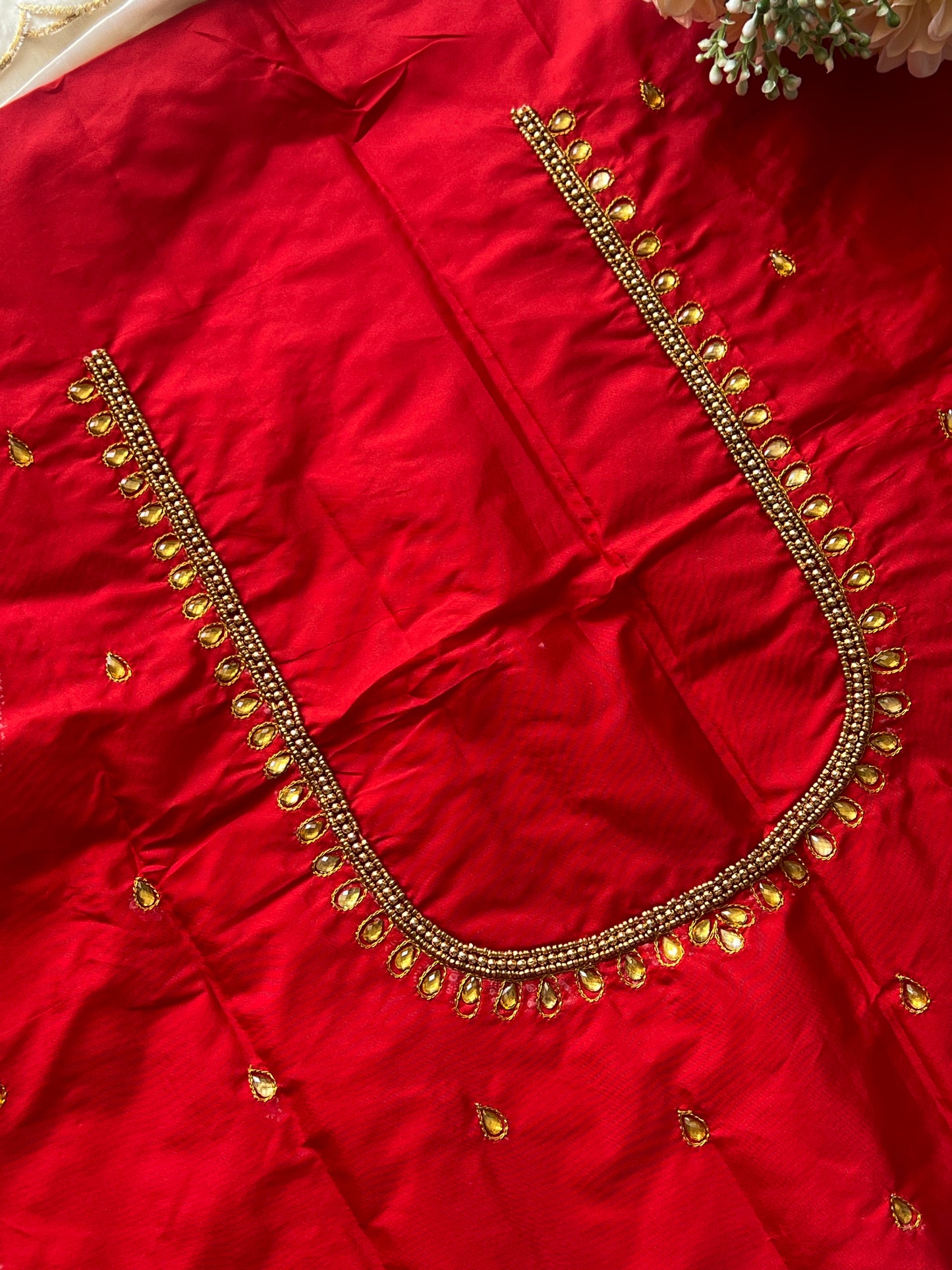 Bold Maroon Aari Work Blouse