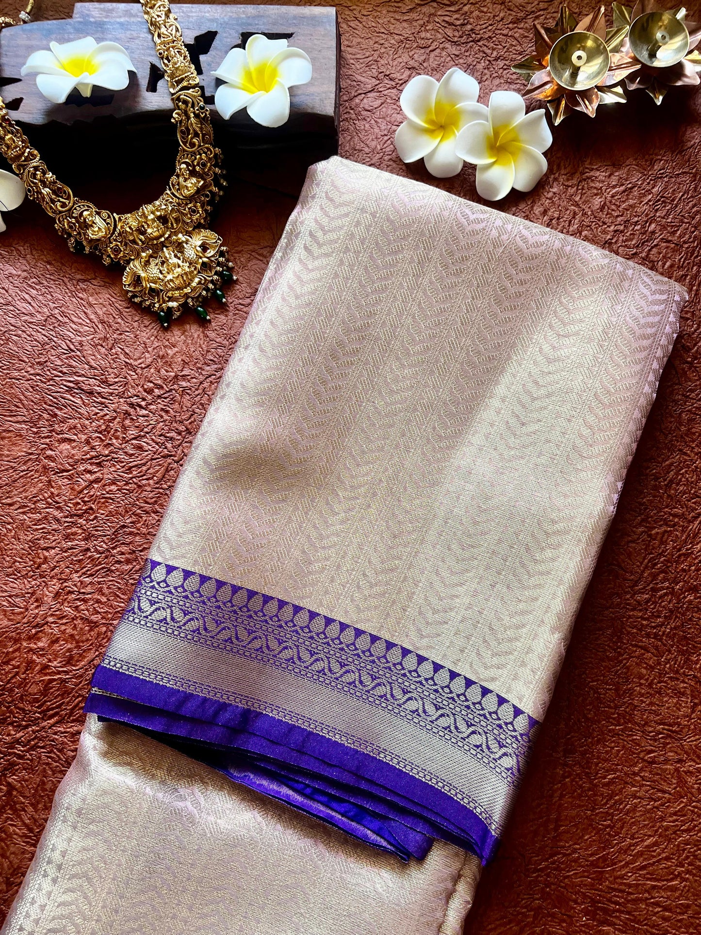 Baby Pink and Violet Tissue Silk Saree