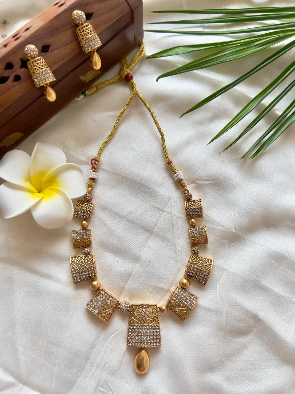 Gold Replica AD Short Necklace